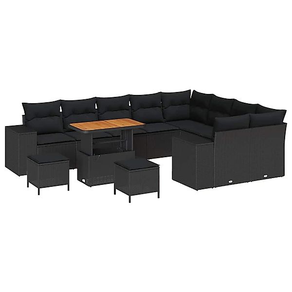 vidaXL Garten-Sofa-Set Höhenverstellbar 12-Tlg Schwarz Poly Rattan 3362044 günstig online kaufen