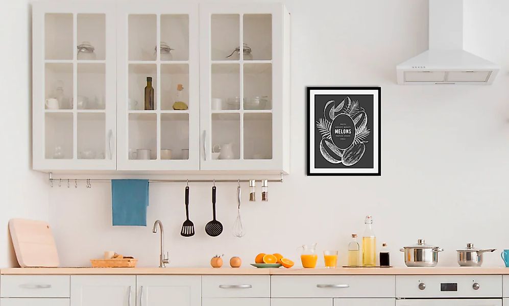 queence Bild "Melons", Obst-Obst Bilder-Schwarz-Weiß-Kunst, (1 St.), gerahm günstig online kaufen