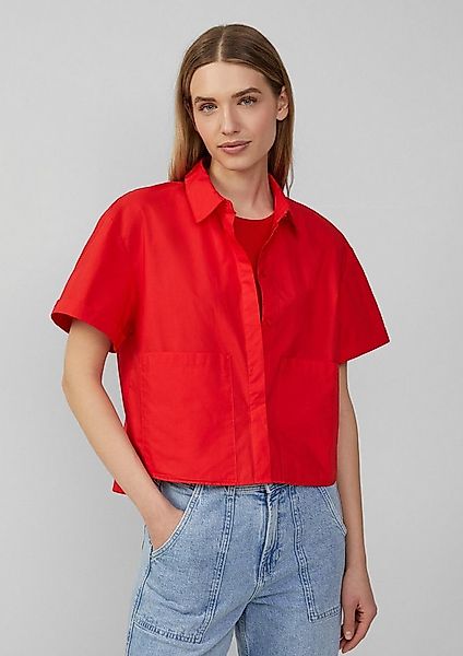 s.Oliver Kurzarmbluse Bluse Verkürzte Hemdbluse im Relaxed Fit mit aufgeset günstig online kaufen