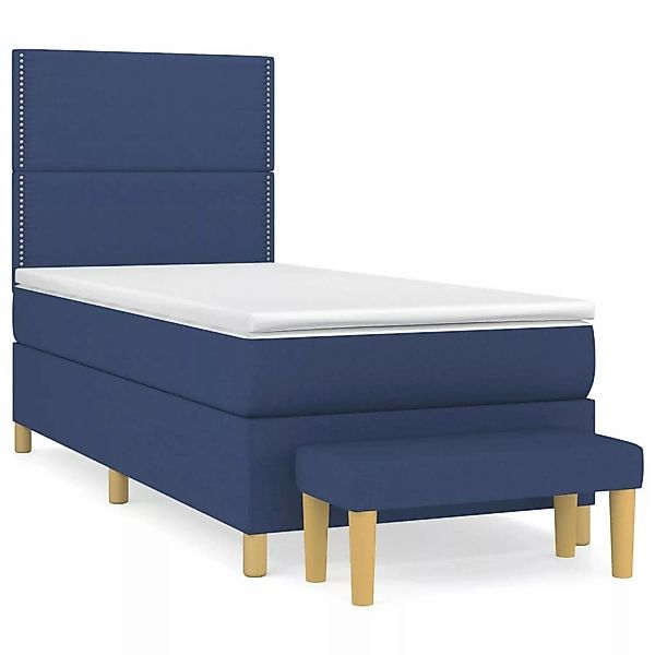 Vidaxl Boxspringbett Mit Matratze Blau 100x200 Cm Stoff günstig online kaufen