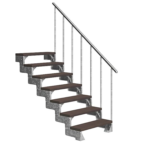 Dolle Außentreppe Gardentop 7 TRIMAX-Stufen 80 cm Dunkelbraun + Alu-Gelände günstig online kaufen
