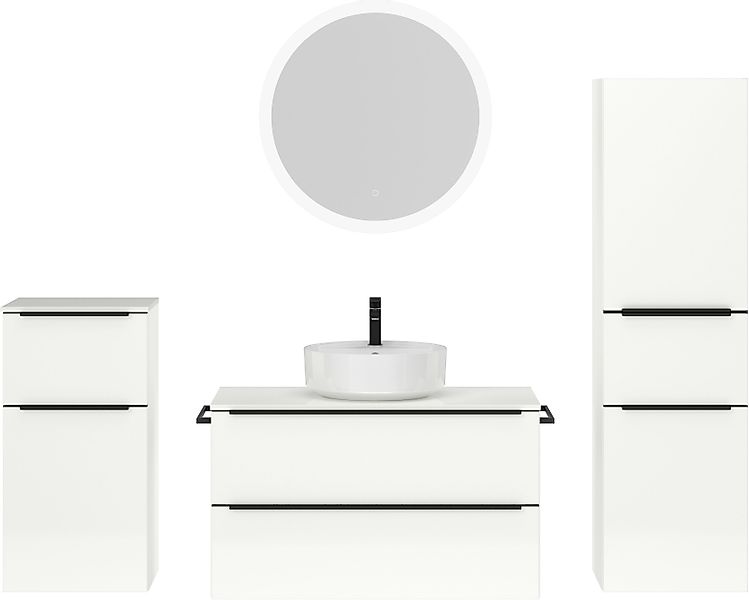 nobilia® Badmöbel-Set »Alvene«, (4 St., vormontiert, mit Soft-Close), Hochg günstig online kaufen
