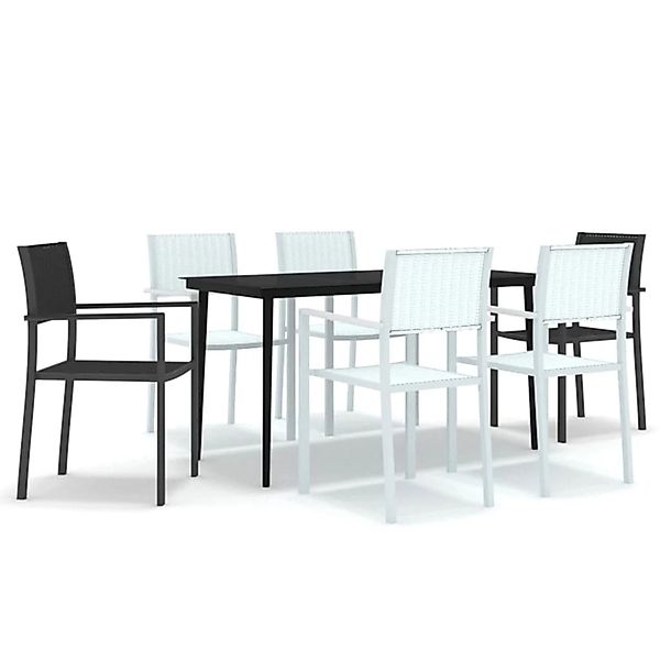 vidaXL 7-Tlg Garten-Essgruppe Schwarz und Weiß 3099278 günstig online kaufen