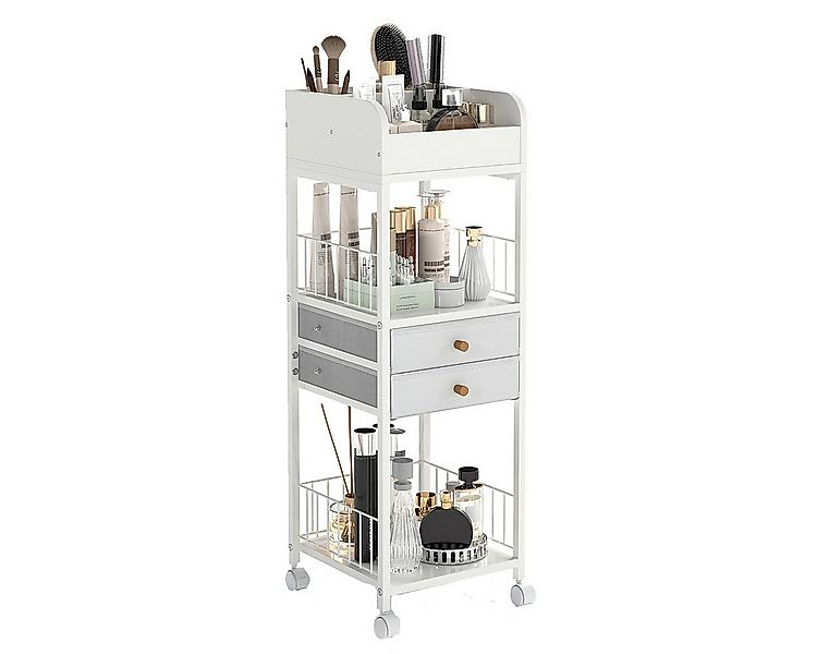 COSTWAY Beistellwagen, Rollcontainer mit Schubladen & Ablagen, Weiß 30x30x9 günstig online kaufen