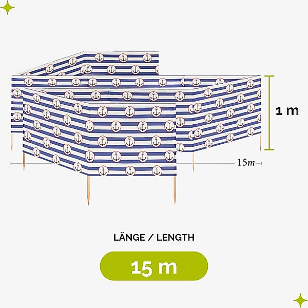Garronda Windschutz Strand Sichtschutz 15m lang günstig online kaufen