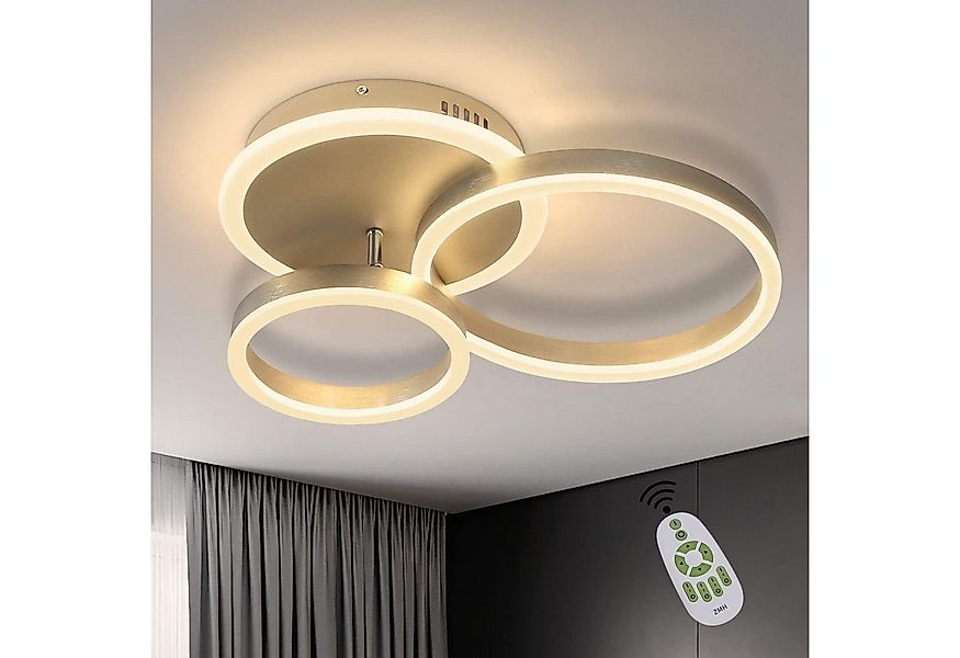 ZMH LED Deckenleuchte Wohnzimmer 3 Ring Deckenlampe Dimmbar Fernbedienung I günstig online kaufen