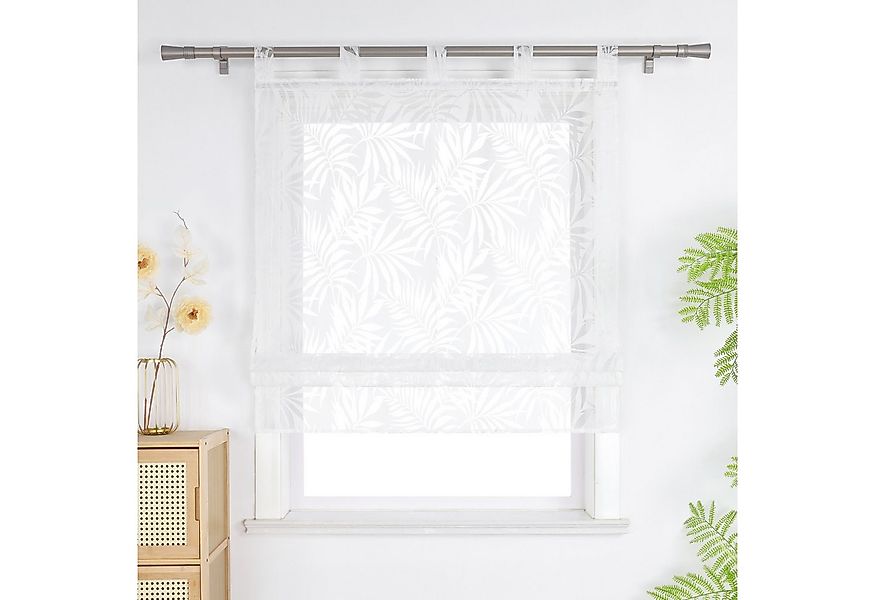 Joyswahl Raffrollo, mit Schlaufen, Ausbrenner Weiß Raffgardinen Landhaussti günstig online kaufen