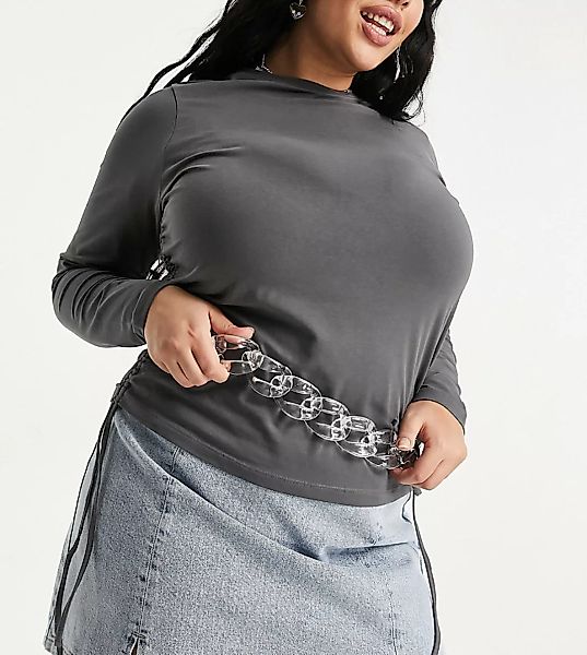 ASOS DESIGN Curve – Breiter, transparenter Hüft- und Taillengürtel mit Kett günstig online kaufen