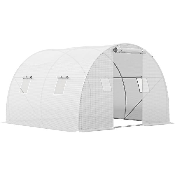 Outsunny Tunnel-Gewächshaus 9 m² Abm. 3L x 3l x 2H m - 4 Fenster, aufrollba günstig online kaufen