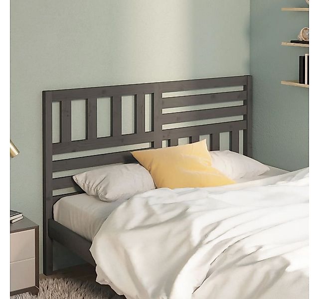 vidaXL Bett, Kopfteil Grau 141x4x100 cm Massivholz Kiefer günstig online kaufen