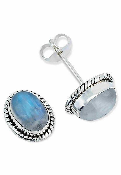 mantraroma Paar Ohrstecker NOHA aus 925 Silber mit Regenbogen Mondstein (Pa günstig online kaufen