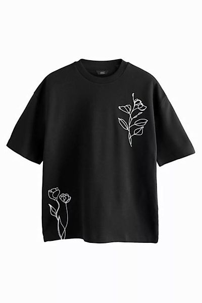 Next Print-Shirt T-Shirt mit floralen Stickereien im Relaxed Fit (1-tlg) günstig online kaufen