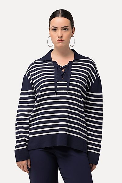 Ulla Popken Strickpullover Pullover Ringel Matrosenkragen günstig online kaufen
