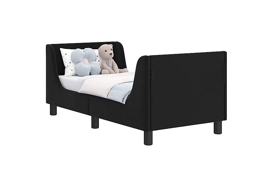 vidaXL Bett Kinderbettgestell mit Kopfteil Schwarz 70 x 140 cm Samt (1-tlg) günstig online kaufen