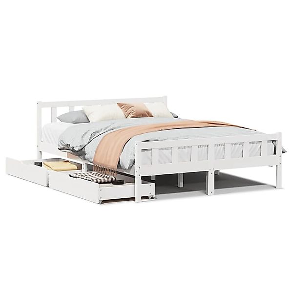 vidaXL Massivholzbett ohne Matratze Weiß 160x200 Kiefernholz 3301584 günstig online kaufen