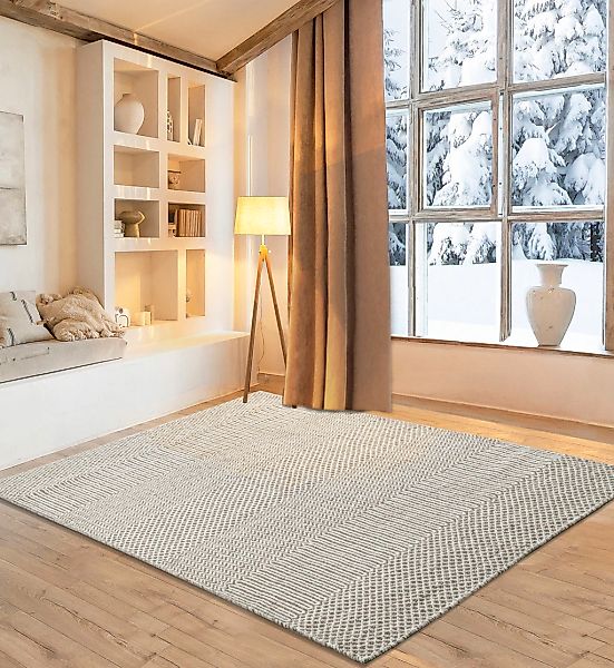 my home Wollteppich "Edling" rechteckig 10 Höhe Handweb Teppich, reine Woll günstig online kaufen