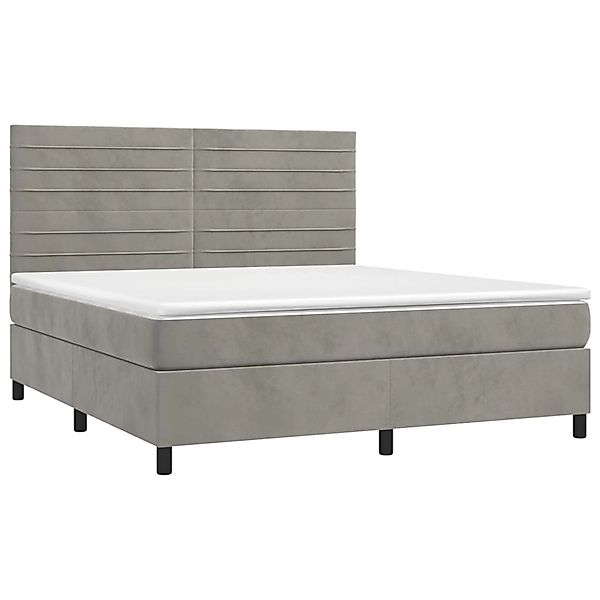 vidaXL Boxspringbett mit Matratze & LED Hellgrau 160x200 cm Samt 3136191 günstig online kaufen