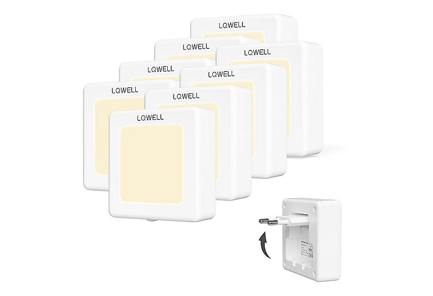 LQWELL LED Steckdosenleuchte Nachtlicht Steckdose Faltbar mit Dämmerungssen günstig online kaufen