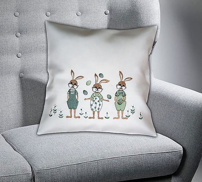 texpot Kissenhülle Dekokissen Stickerei Hasenkinder Ostern Frühling, (1 Stü günstig online kaufen