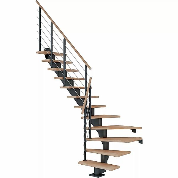 Dolle Mittelholmtreppe Hamburg Buche Anthrazit GH bis 322 cm 1/4 Gewendelt günstig online kaufen