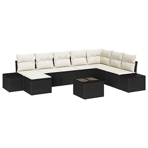vidaXL Loungesofa 8-teiliges Garten Sofa Set mit Kissen braunes Poly Rattan günstig online kaufen