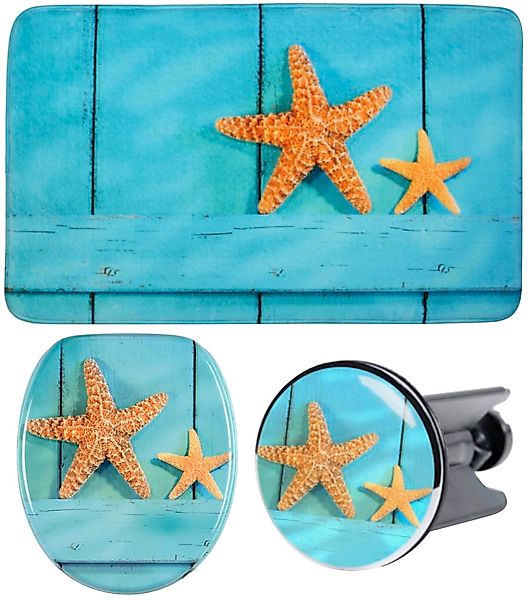 Sanilo Badaccessoire-Set "Sea Star" bestehend aus WC-Sitz, Badteppich und W günstig online kaufen