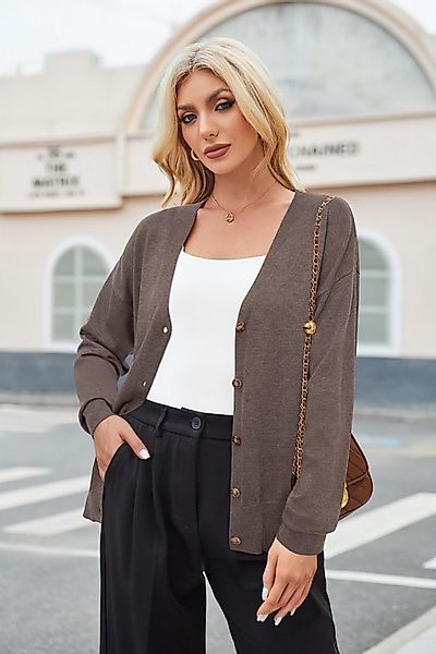 Arach&Cloz Strickjacke Damen Cardigan Strickmantel V-Ausschnitt Langarm mit günstig online kaufen