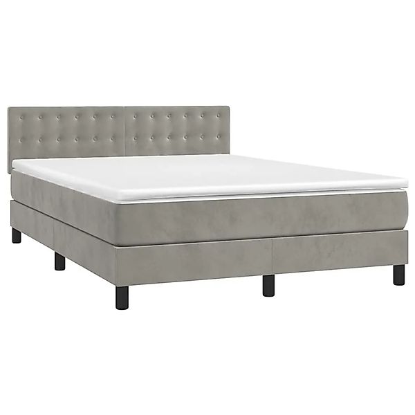 vidaXL Boxspringbett mit Matratze & LED Hellgrau 140x190 cm Samt 3134639 günstig online kaufen