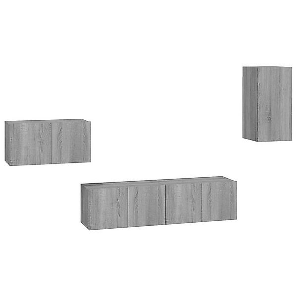 furnicato TV-Schrank 4-tlg. TV-Schrank-Set Grau Sonoma Holzwerkstoff (1-St) günstig online kaufen