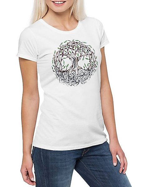 Urban Backwoods Print-Shirt Yggdrasil IX Damen T-Shirt Asen Celtic Irminsul günstig online kaufen