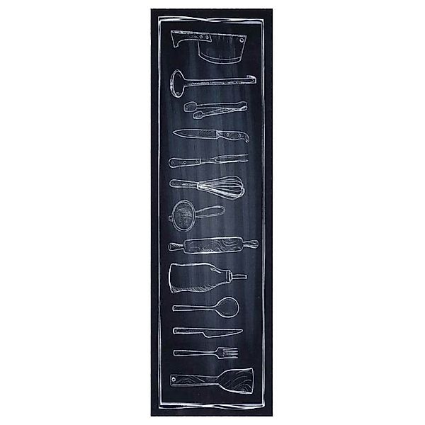 vidaXL Fußmatte Küchen Teppich Toile-de-Jouy Schwarz günstig online kaufen