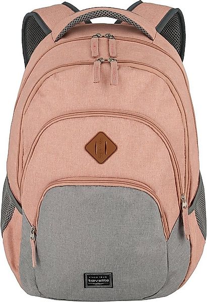 travelite Laptoprucksack BASICS Melange, rosa/grau, Arbeitsrucksack Schulru günstig online kaufen