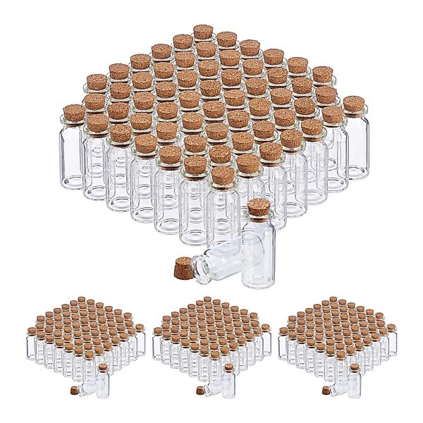 relaxdays Gewürzbehälter 240 x Mini Glasfläschchen günstig online kaufen