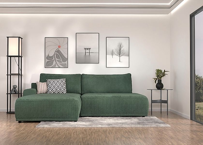 TRENDMANUFAKTUR Ecksofa "Fordon II, Schlafsofa mit Bettkasten, Couch in L-F günstig online kaufen