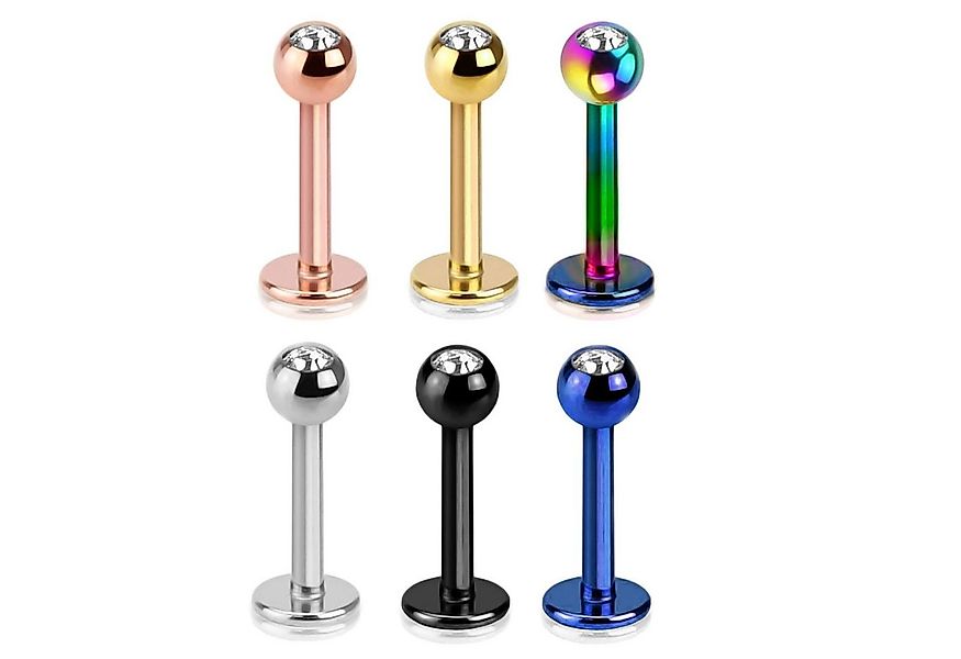 viva-adorno Piercing-Set Lippen Piercing Stecker mit Stein Tragus Labret St günstig online kaufen