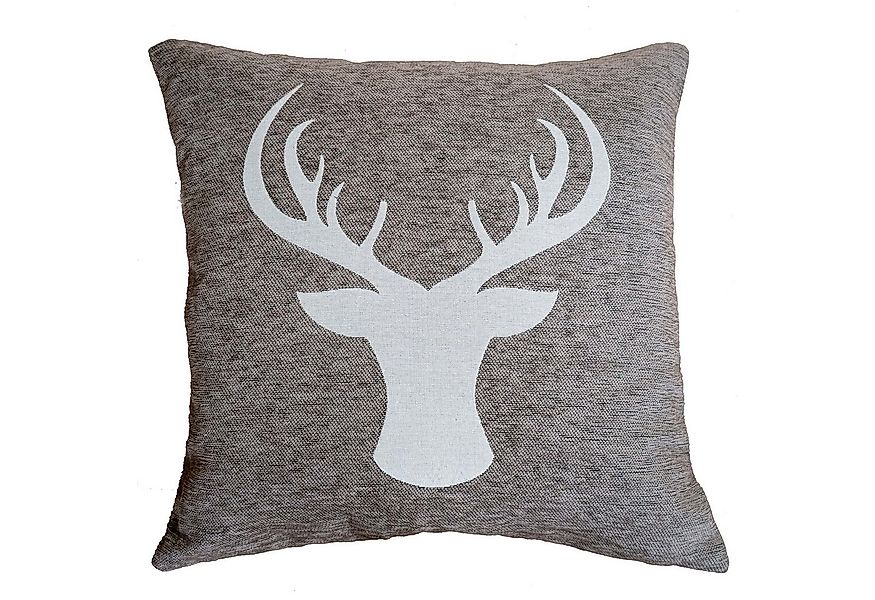 Haus und Deko Kissenbezüge Kissenbezug 45 x 45 Hirsch Geweih Kopf Dekokisse günstig online kaufen