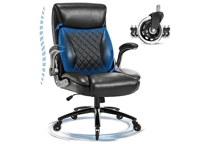 SeedWave Bürostuhl Chefsessel 200 kg mit 3D-Lendenwirbelstütze und leise Gu günstig online kaufen