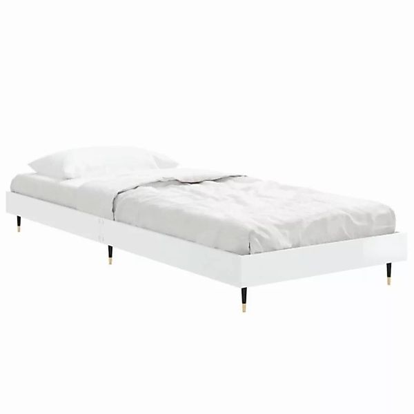 vidaXL Bett Bettgestell Hochglanz-Weiß 75x190 cm Holzwerkstoff günstig online kaufen