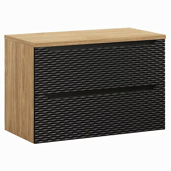 Lomadox Waschbeckenschrank OLUO-56-BLACK Waschtischunterschrank, 90cm, Eich günstig online kaufen