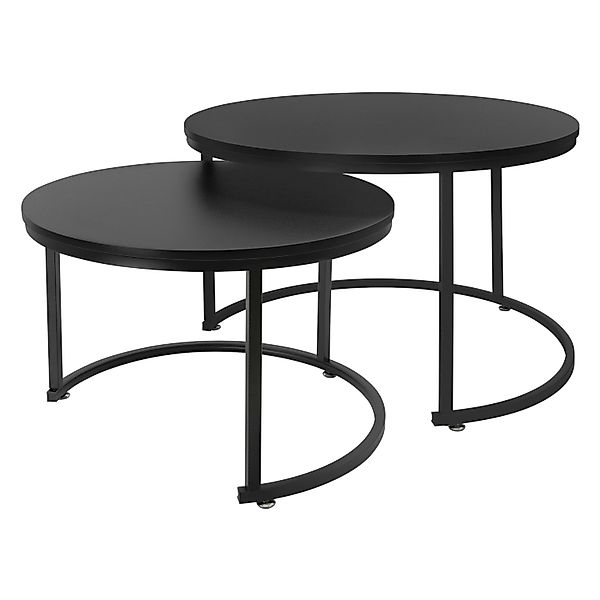 ML-Design Couchtisch 2Er Set 59x40cm 74x48cm Schwarz Matt MDF-Platte günstig online kaufen