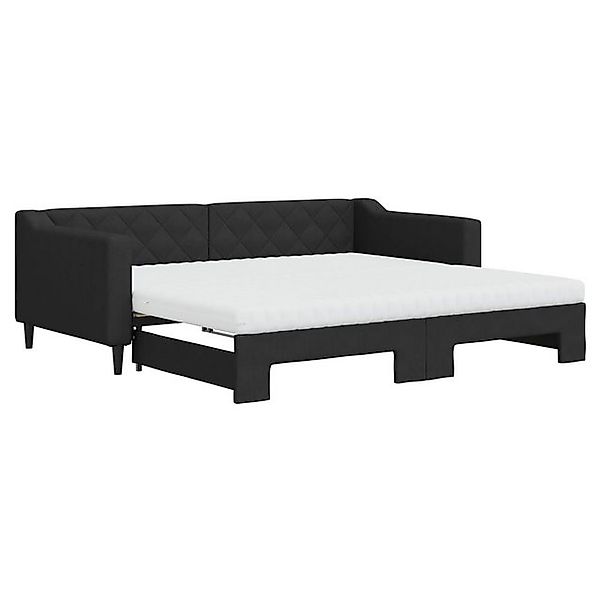 vidaXL Bett, Tagesbett Ausziehbar mit Matratzen Schwarz 90x190 cm Stoff günstig online kaufen