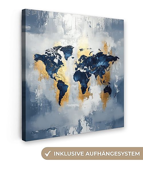 OneMillionCanvasses® Leinwandbild Weltkarte - Blau - günstig online kaufen