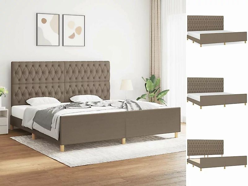 vidaXL Bettgestell Bettrahmen mit Kopfteil Taupe 200x200 cm Stoff Bett Bett günstig online kaufen