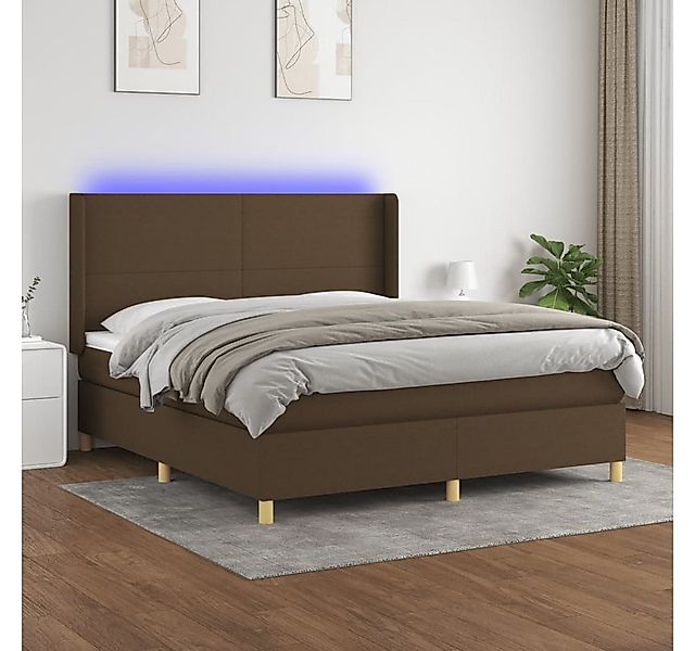 vidaXL Boxspringbett Boxspringbett mit Matratze LED Dunkelbraun 180x200 cm günstig online kaufen