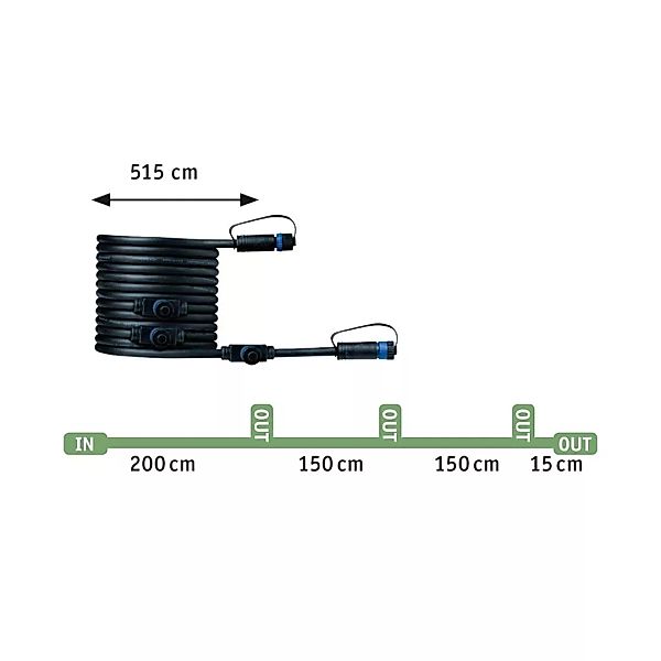 Paulmann LED Gartenstrahler »Plug & Shine Kabel 5m 4 Ausgänge IP68 Schwarz« günstig online kaufen