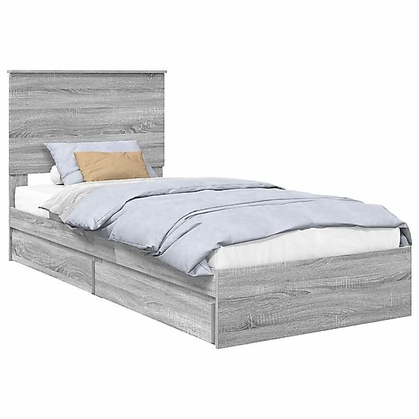 vidaXL Stauraumbett Grau Sonoma 75 x 190 cm Holzwerkstoff 3409606 günstig online kaufen