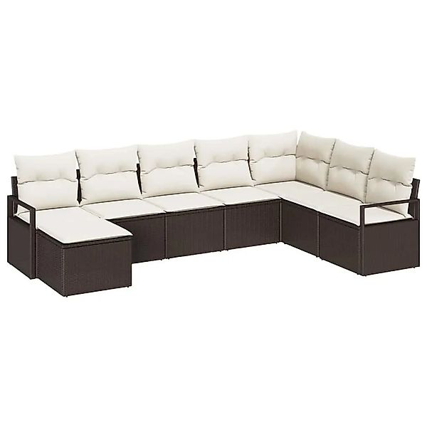 vidaXL Sofa Set mit Kissen 8-Tlg Braun und Creme Poly-Rattan 3355167 günstig online kaufen