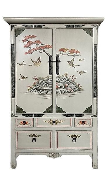 OPIUM OUTLET Kleiderschrank Chinesischer Hochzeitsschrank beige-grau Vintag günstig online kaufen