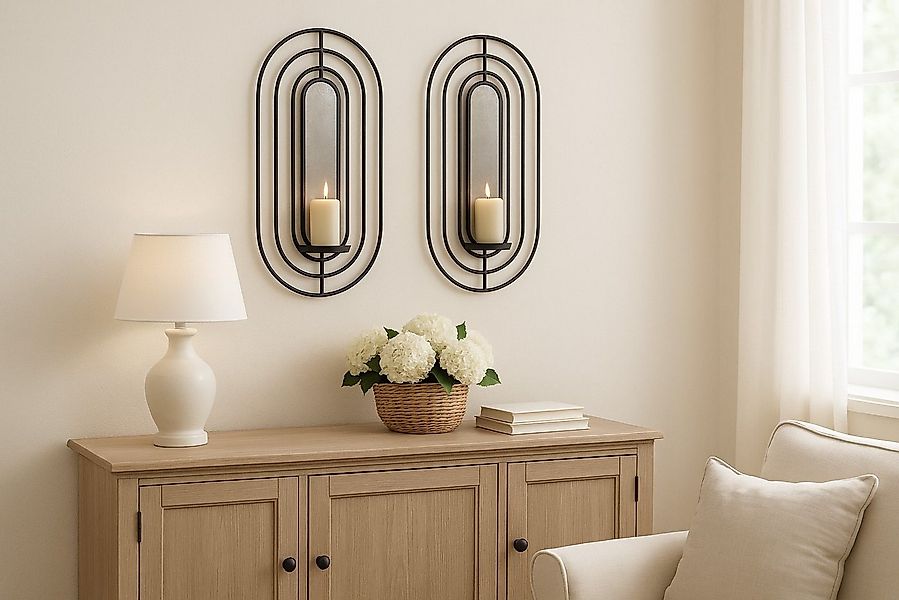 moebel-direkt-online Wandkerzenhalter aus Metall mit Dekospiegel (Auch als günstig online kaufen