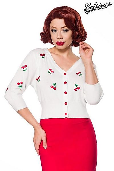 BELSIRA Langmantel Belsira - Vintage Strickjacke mit Kirschmotivstickereien günstig online kaufen